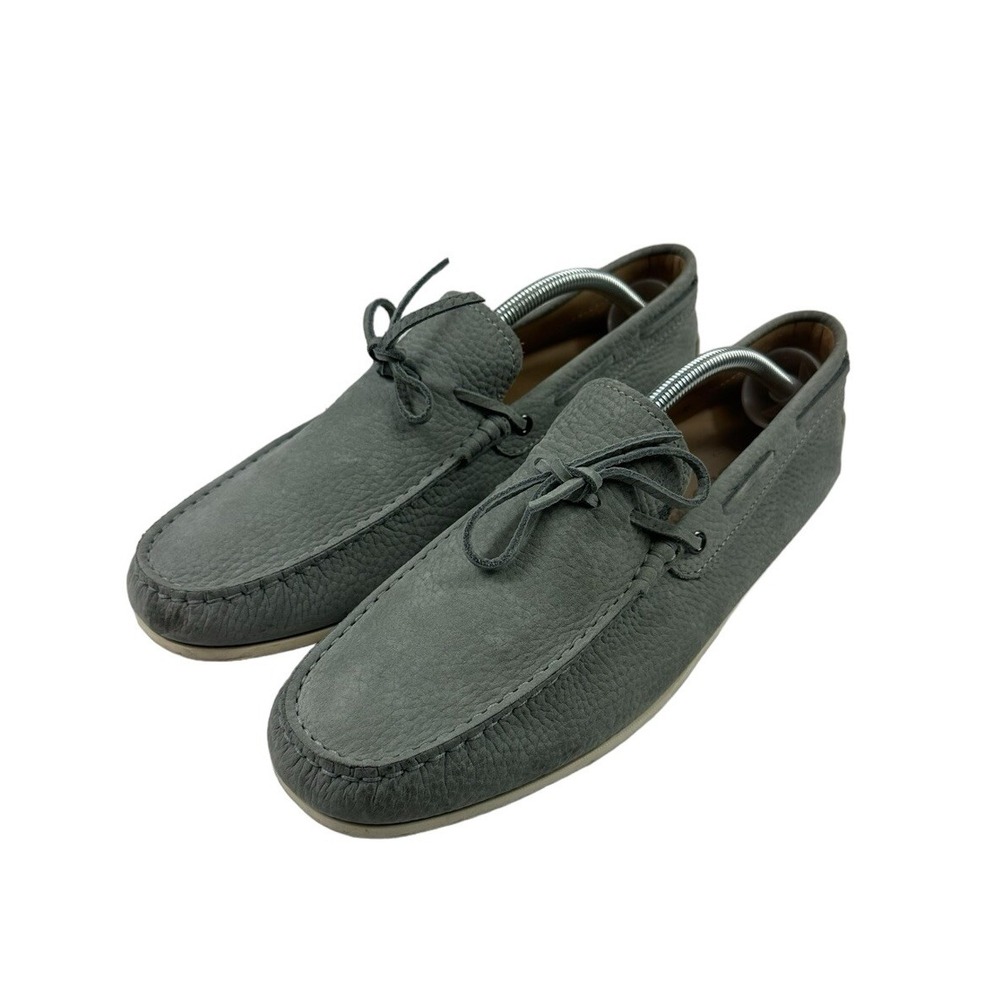 TOD'S Gray Pebbled Leather Mens Loafer Driving Shoes Size 8 Made in Italy